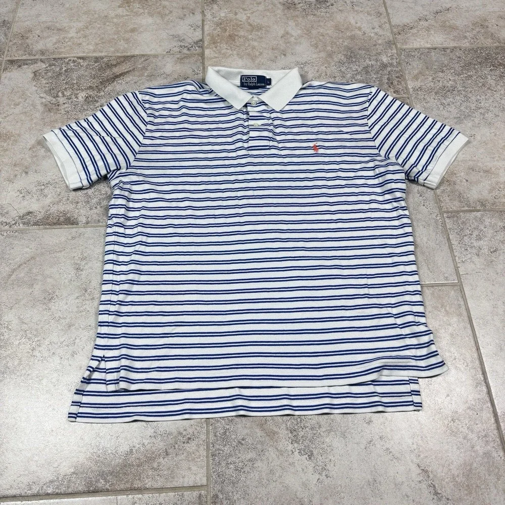 Polo by Ralph Lauren Shirt Mens Large‎ Striped Polo Preppy Short Sleeve